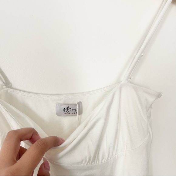 NWT OH POLLY Miley Ruched Bust Mini Dress in White Size US 8 - Picture 7 of 8